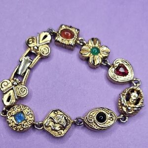 Gold Charm Bracelet with Multicolor Accents
